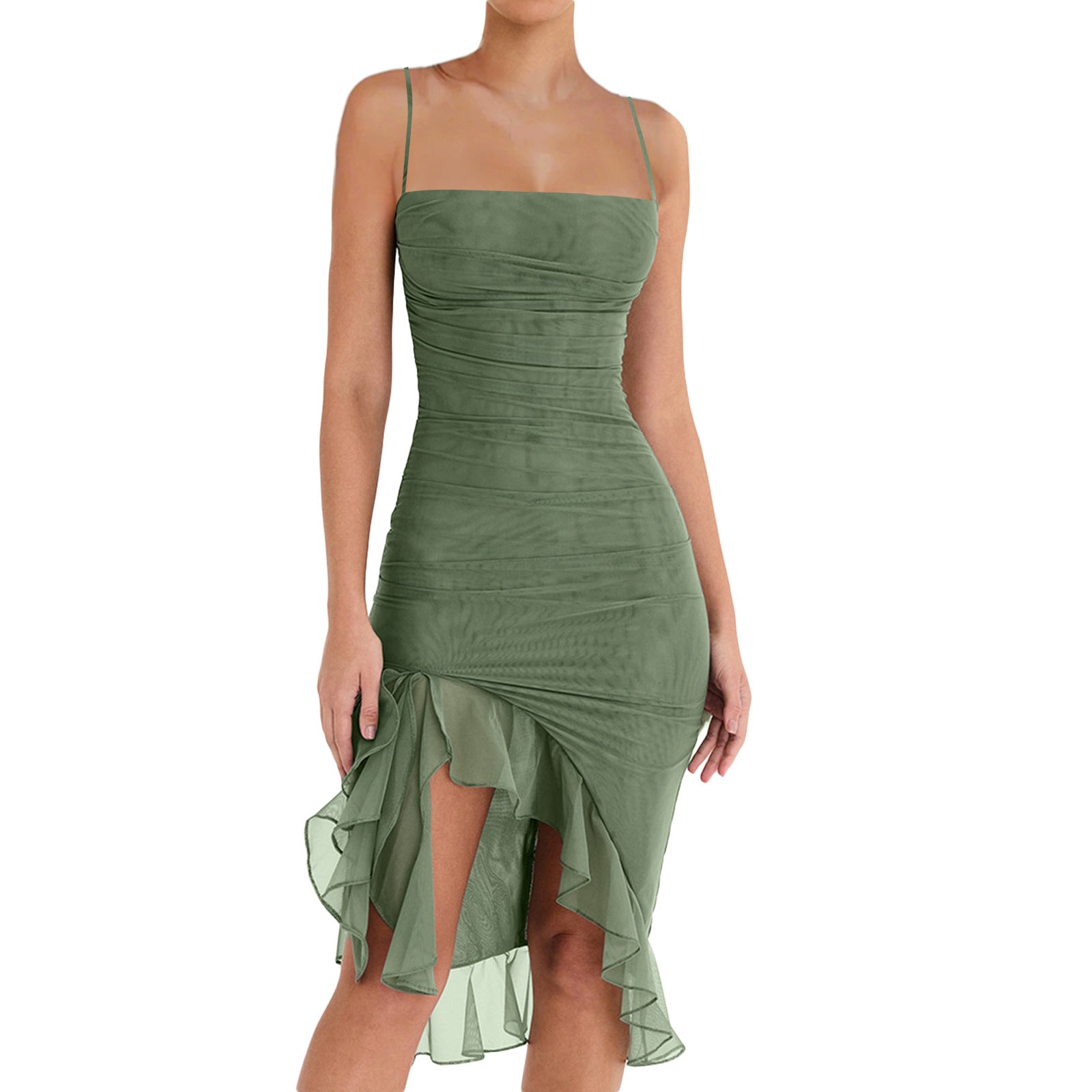 Ruched Waist Strapless Bodycon Dress
