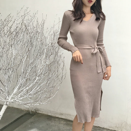Ribbed Knit Bodycon Fit Midi Dress