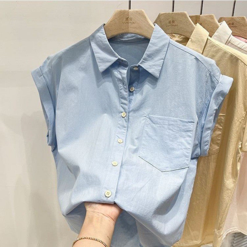 Women's Button-Up Shirt - Short Sleeve - Classic Collar - Lightweight Breathable