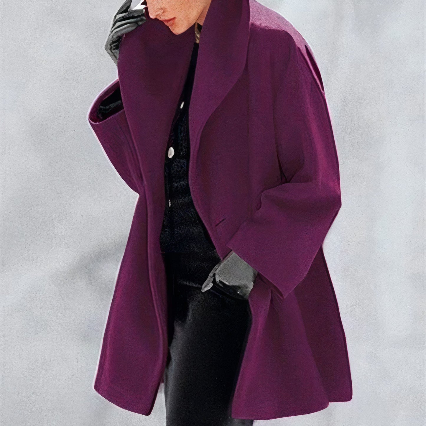 Women's warm hooded midi winter jacket