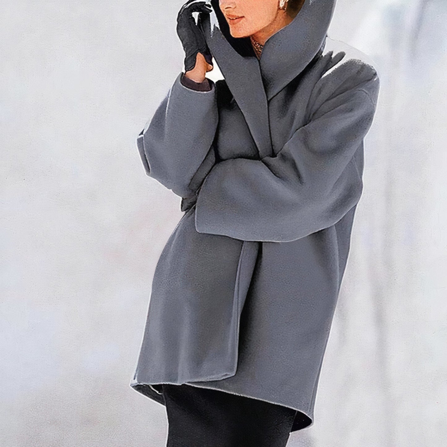Women's warm hooded midi winter jacket