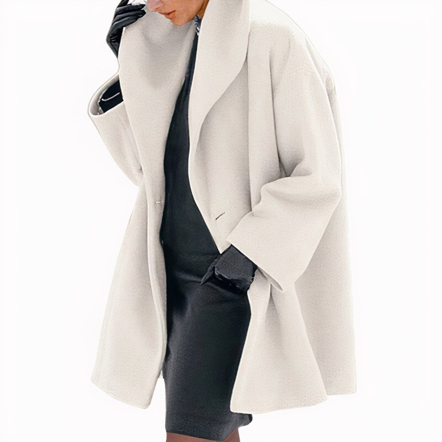 Women's warm hooded midi winter jacket