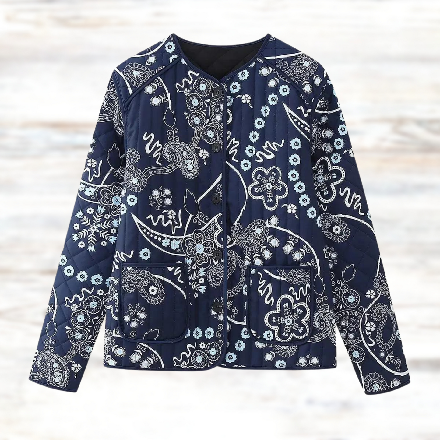 Women’s Jacket – Relaxed Fit – Floral Printed – Long Sleeve Casual Layering Piece