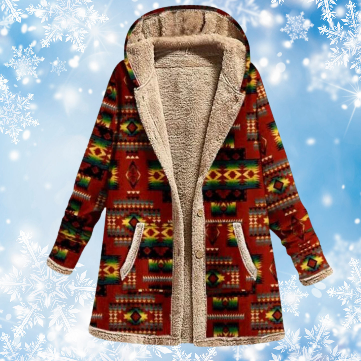Women's warm plush printed hooded sweatshirt