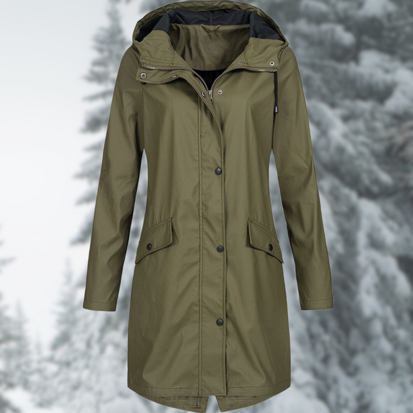 Women's fashionable long raincoat