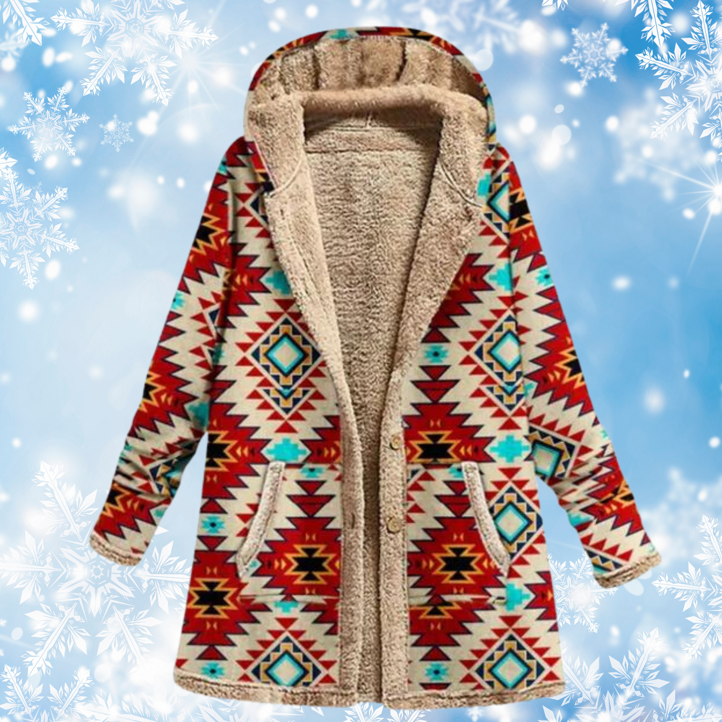 Women's warm plush printed hooded sweatshirt