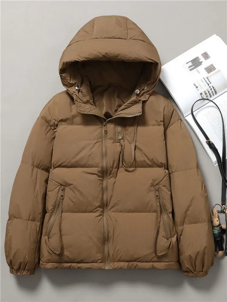 Winter loose large size hooded jacket casual short coat