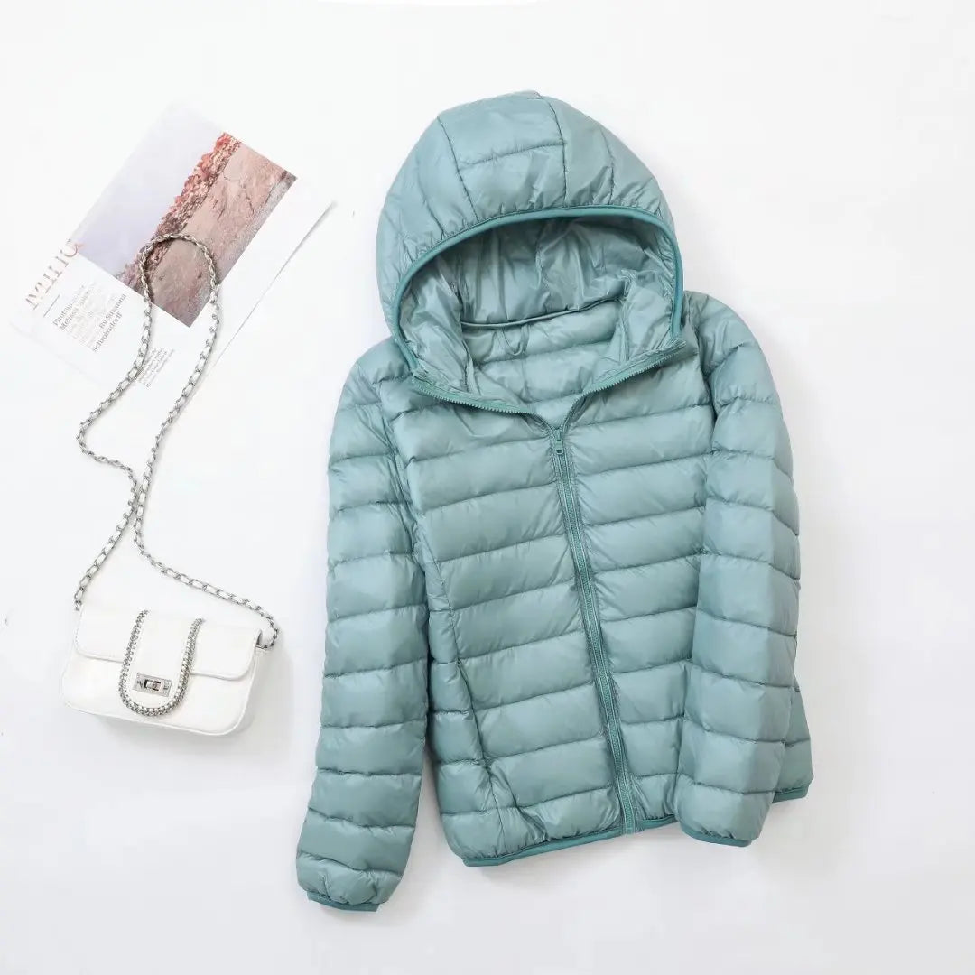 Men’s Puffer Jacket - Quilted Hooded Design - Lightweight Insulated - Zip Closure