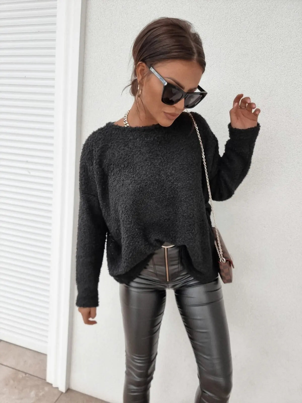 Loose Fit Knitted Long Sleeve Sweater