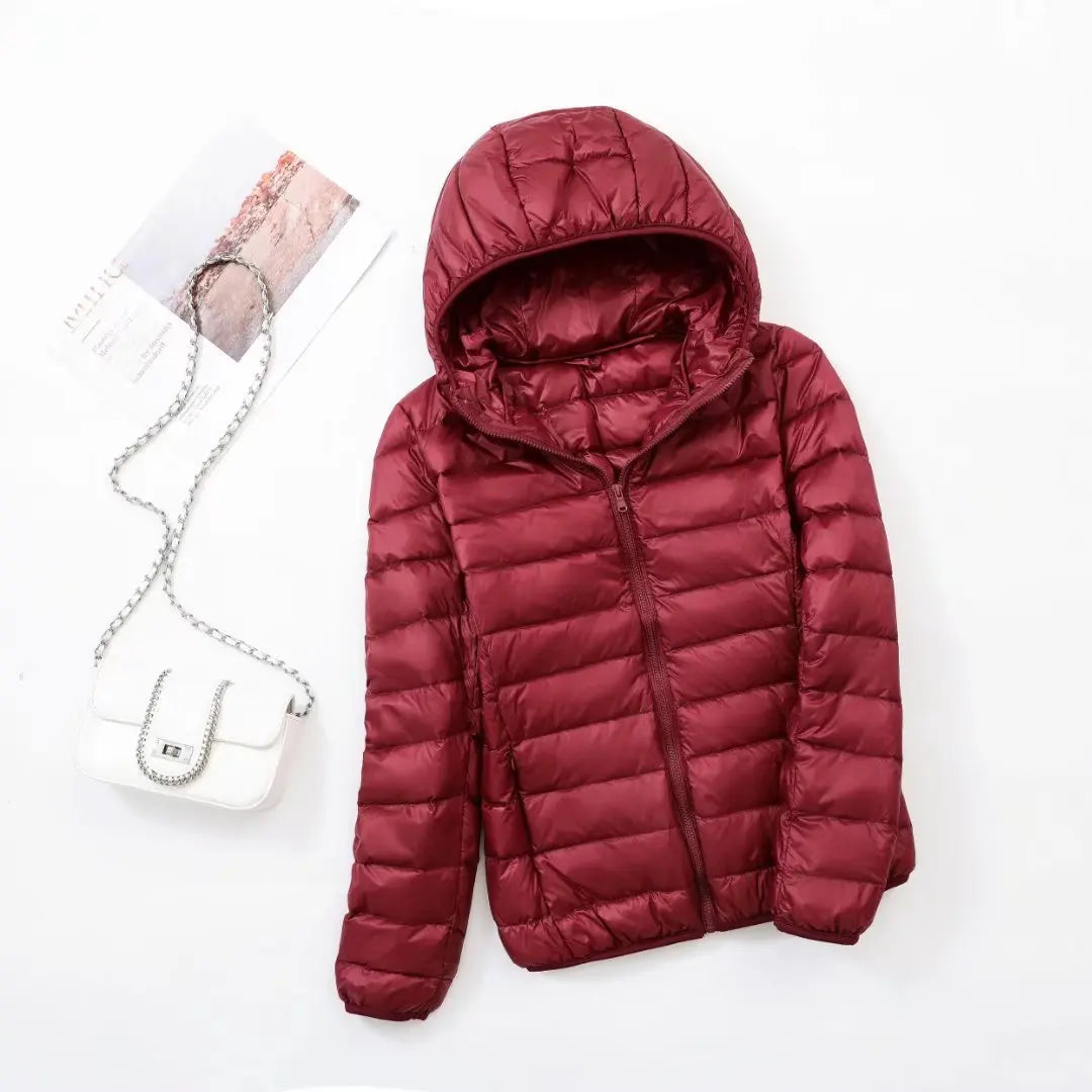 Men’s Puffer Jacket - Quilted Hooded Design - Lightweight Insulated - Zip Closure