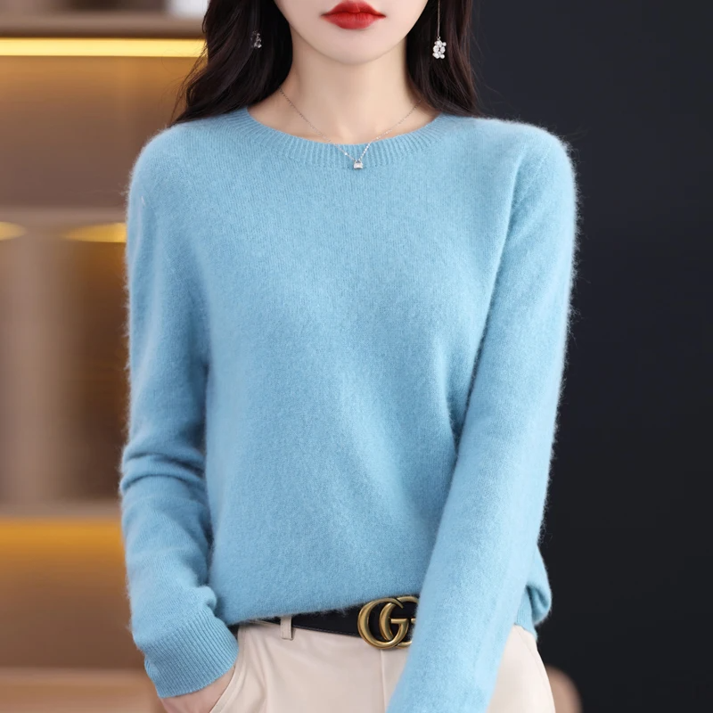 Women’s Pullover Sweater – Soft Wool – Regular Fit – Long Sleeve – Round Neck – Ribbed Hem