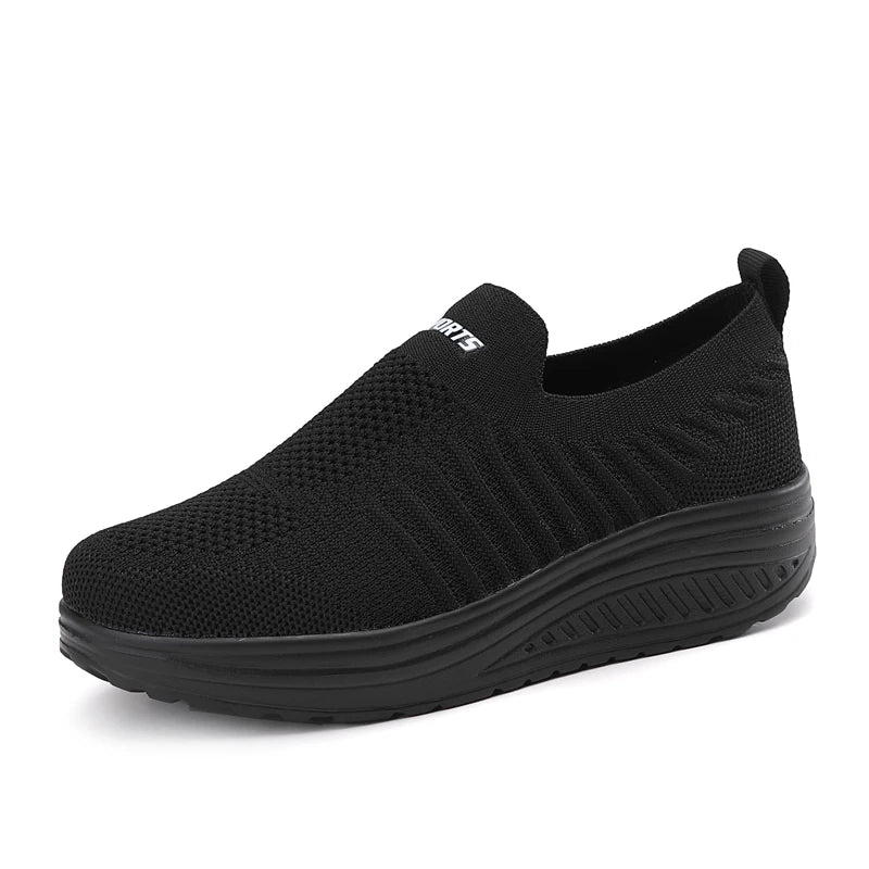 Women's Slip-On Sneakers - Breathable Knit Upper - Cushioned Sole - Lightweight Casual Wear