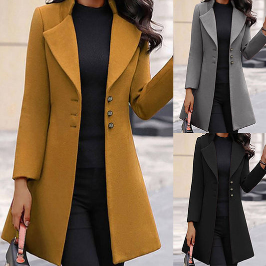 Wool Blend Double Breasted Tailored Coat