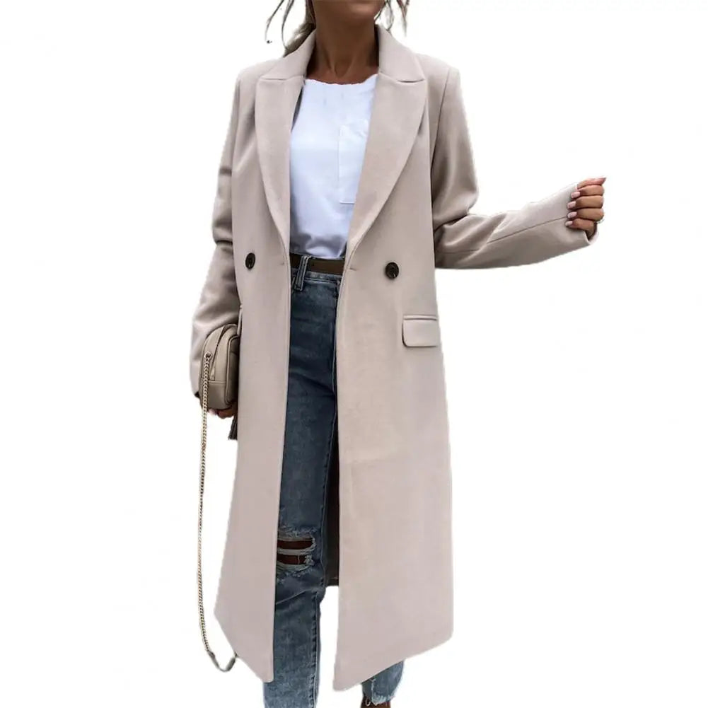 Women's winter long single-breasted trench coat