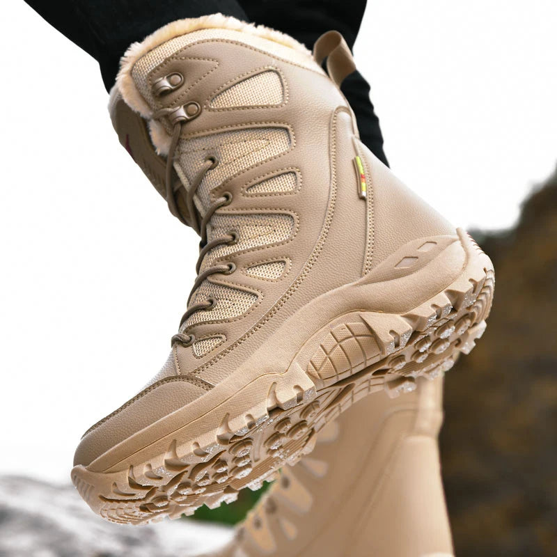 Women's waterproof snow boots with fur and non-slip platform