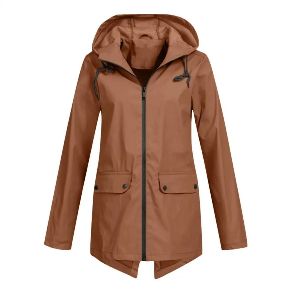 Women's hooded windproof mid-length coat