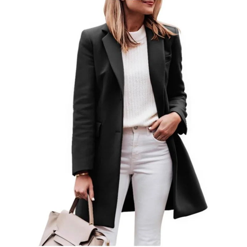 Women's wool blend trench coat with lining