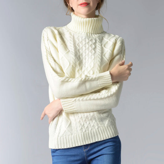 High Collar Twisted Knit Sweater