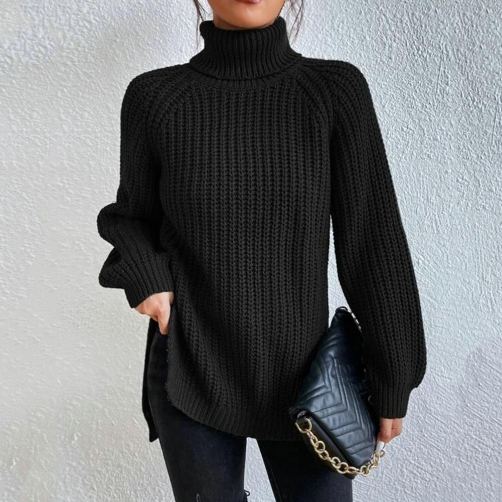 Women's elegant cotton turtleneck sweater