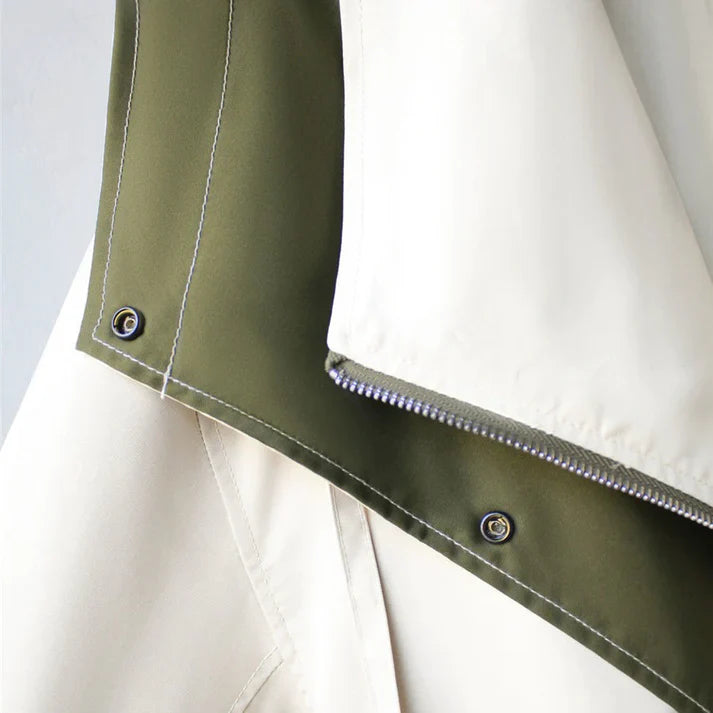 Women's mid-length casual workwear windbreaker jacket