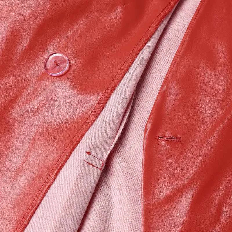 Women's double button tailored leather blazer
