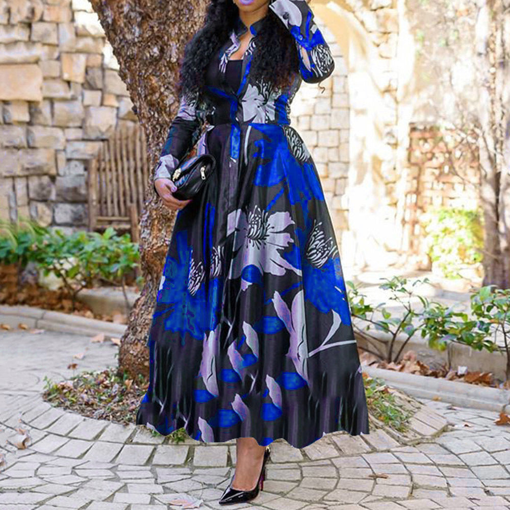 Elegant Floral Dress for Women - Lightweight Polyester Fabric