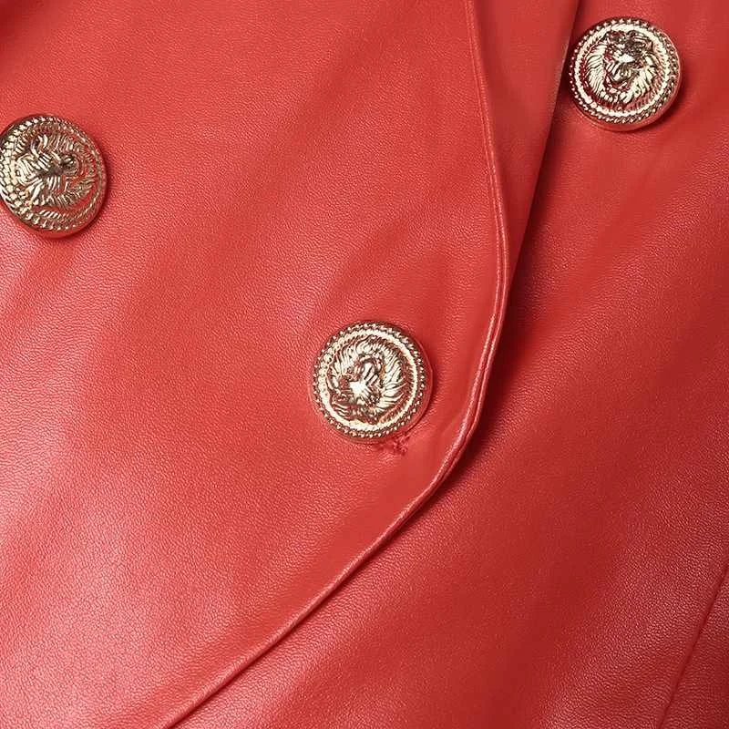 Women's double button tailored leather blazer