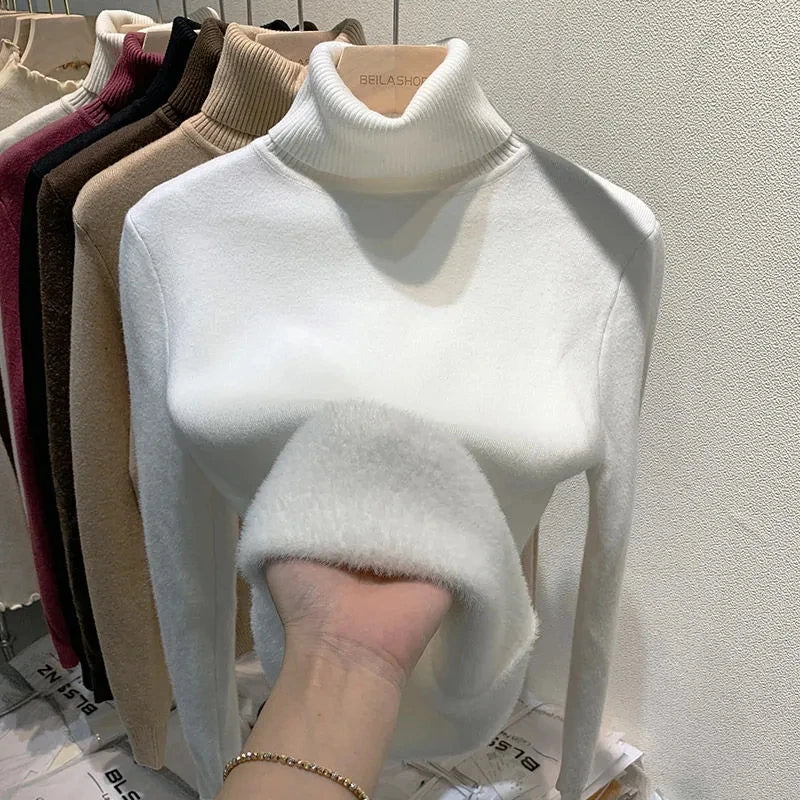 Women's velvet turtle neck sweater