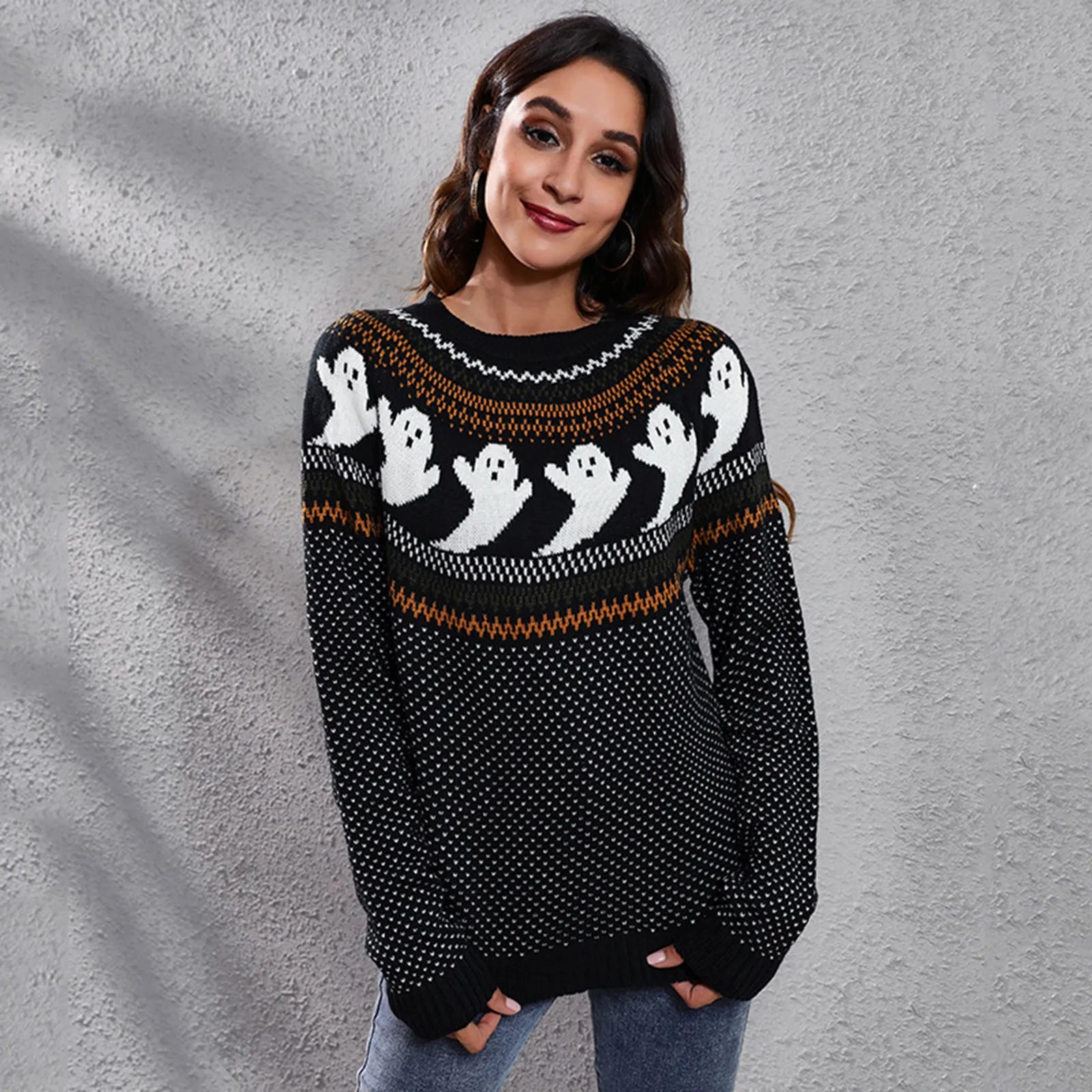 Polka Dot Knitted Retro Pattern Sweater