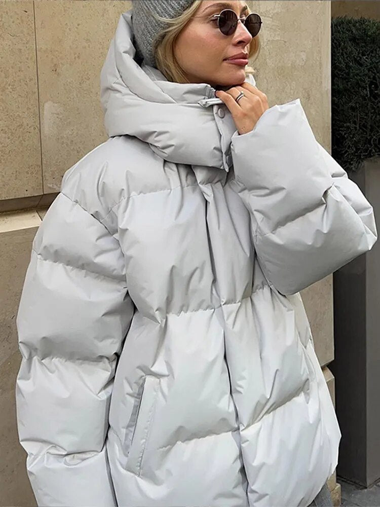 Women's oversized puff hooded jacket