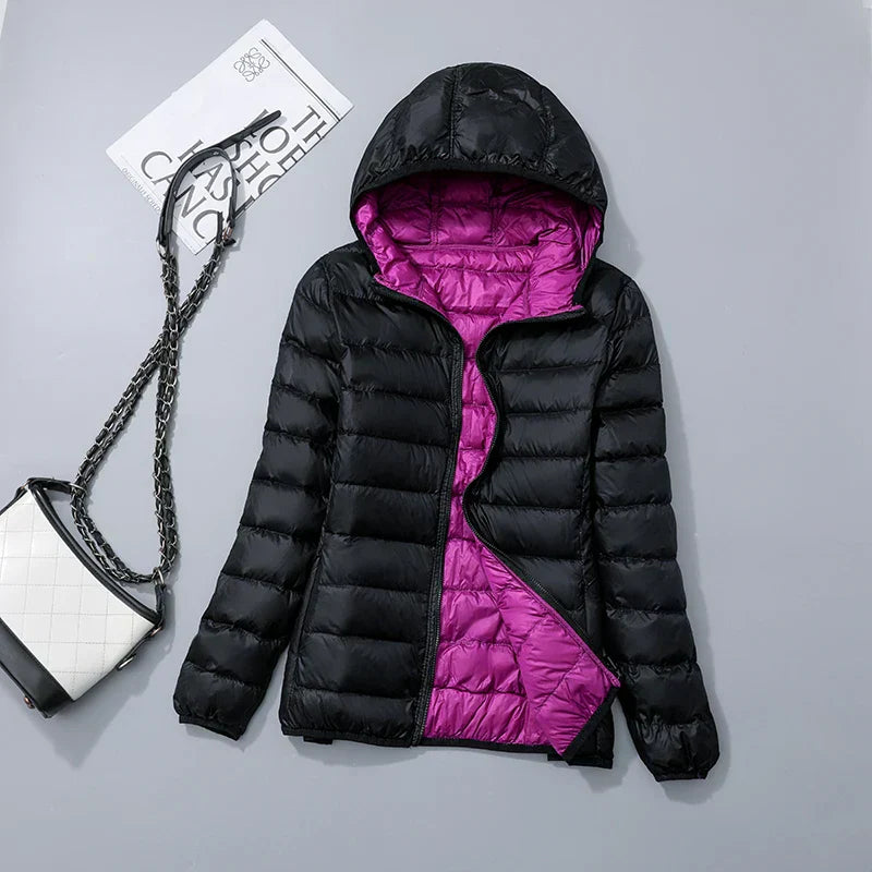 Men’s Puffer Jacket - Quilted Hooded Design - Lightweight Insulated - Zip Closure