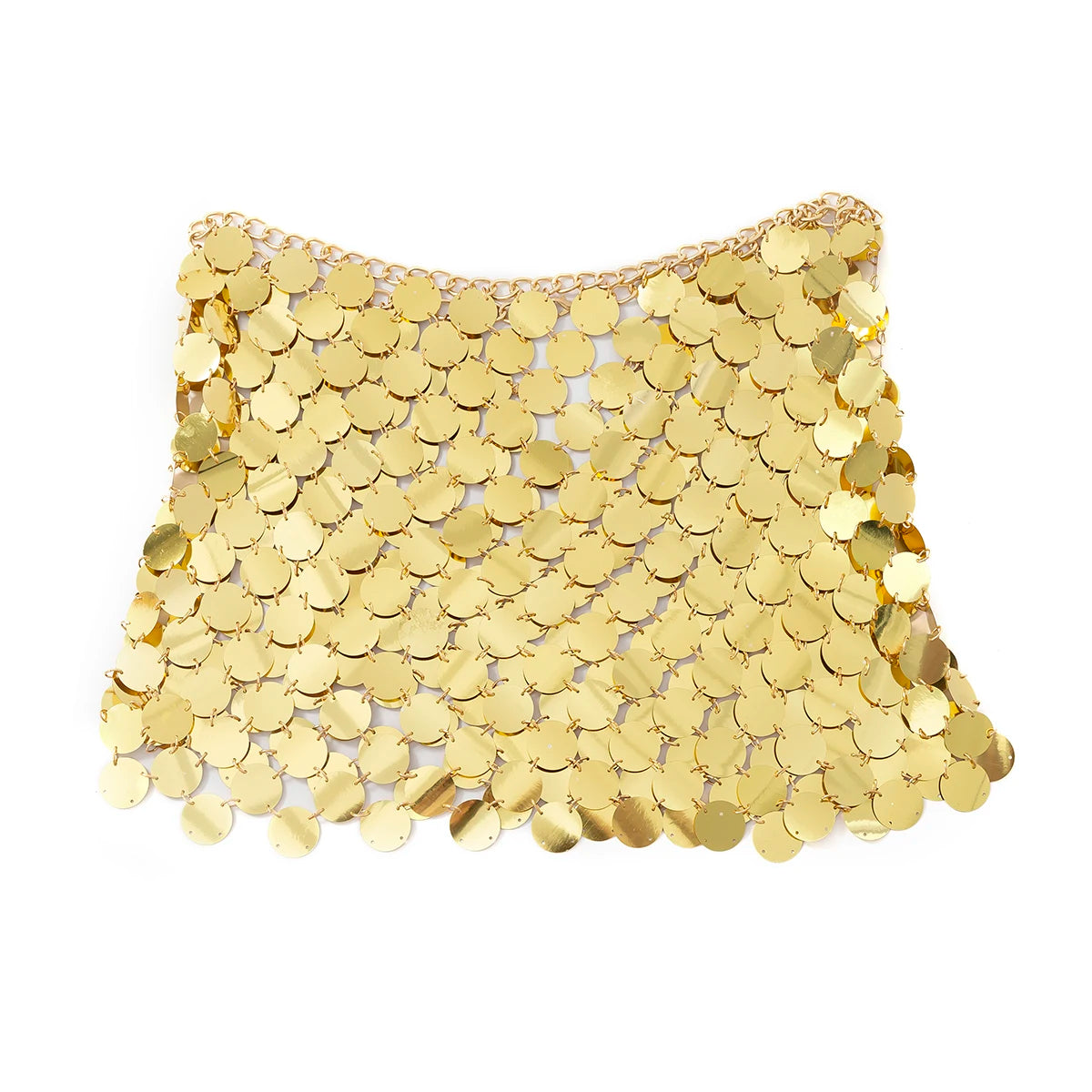 Metallic coin halter top and skirt set