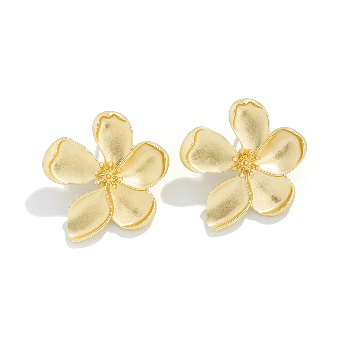 Women's Flower Earrings - Metal Floral Design - Elegant Statement Jewelry