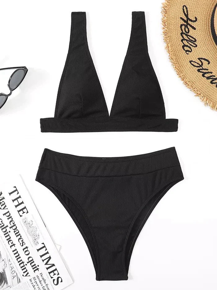 Ribbed High-Waisted Bikini Set