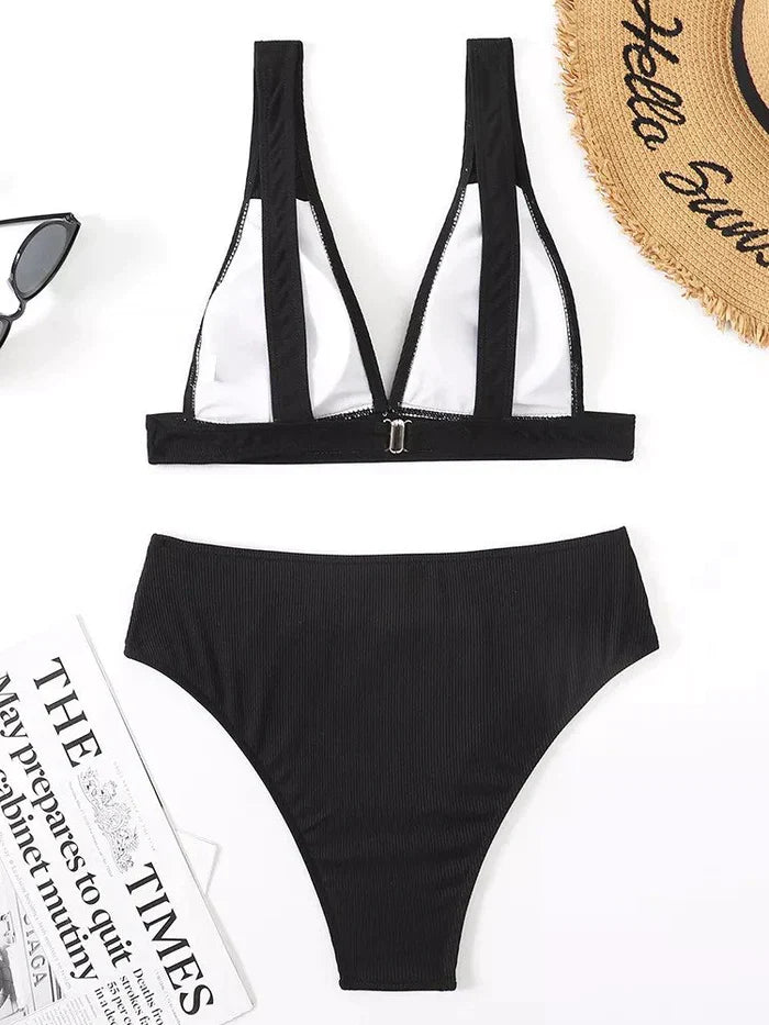 Ribbed High-Waisted Bikini Set