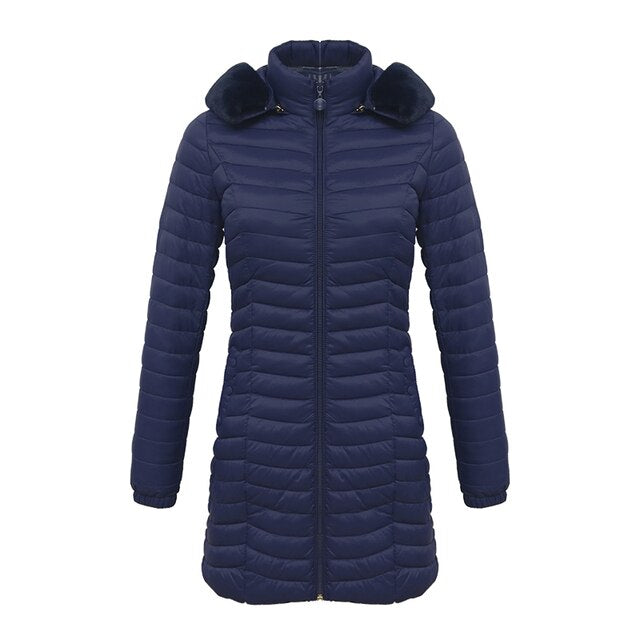 Lightweight Fur Hooded Parka Coat