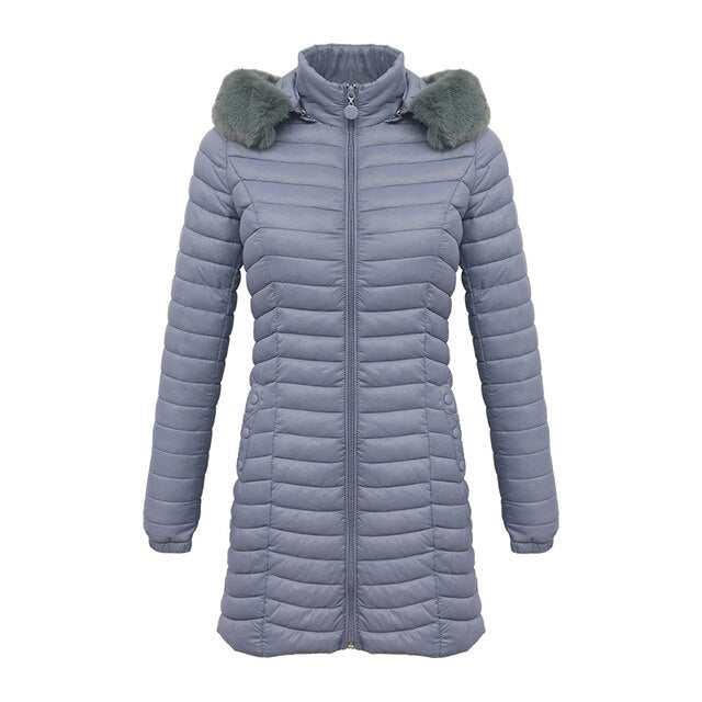 Lightweight Fur Hooded Parka Coat