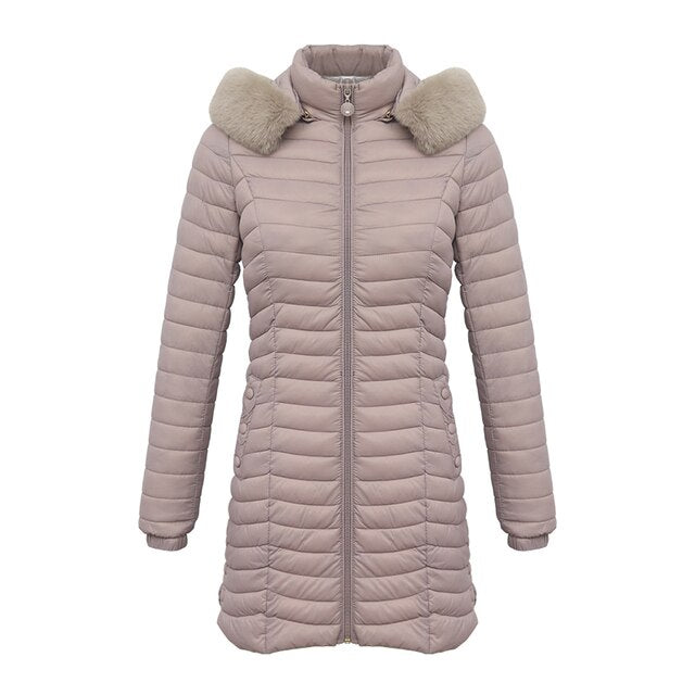 Lightweight Fur Hooded Parka Coat