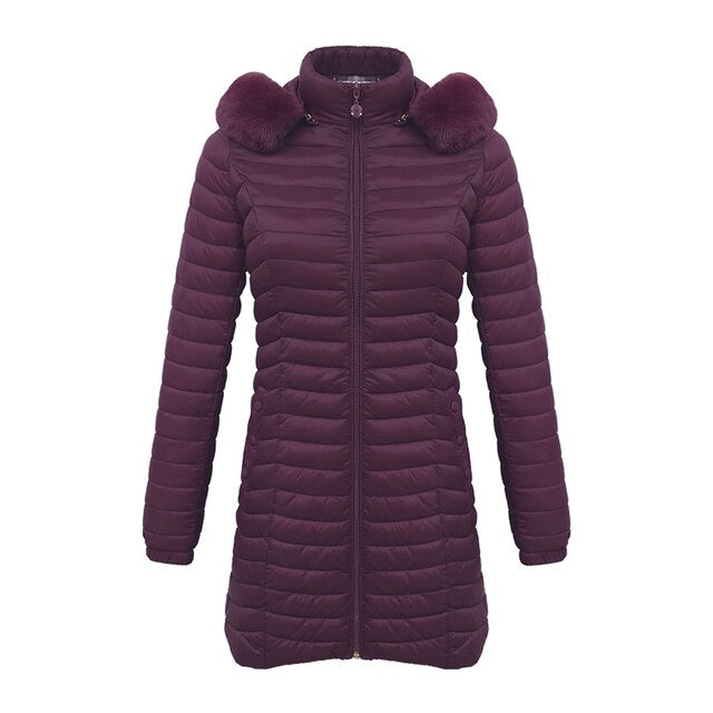 Lightweight Fur Hooded Parka Coat