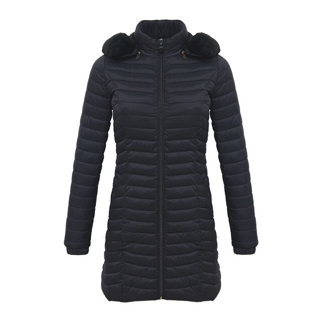 Lightweight Fur Hooded Parka Coat
