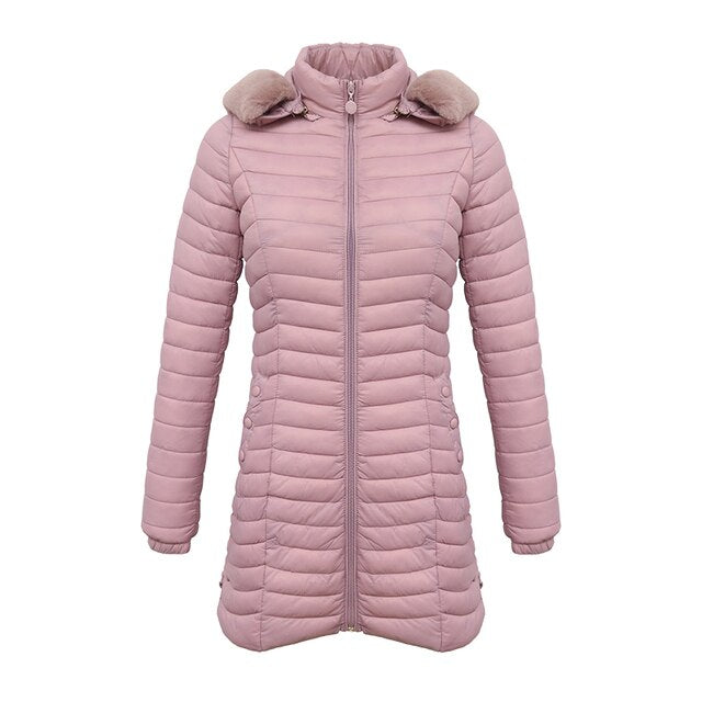 Lightweight Fur Hooded Parka Coat