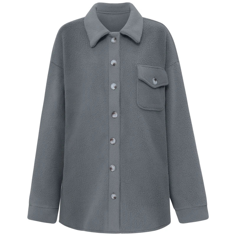 Women's autumn winter fashion lapel plush jacket