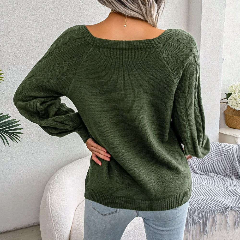 Loose Jacquard Knit Casual Sweater