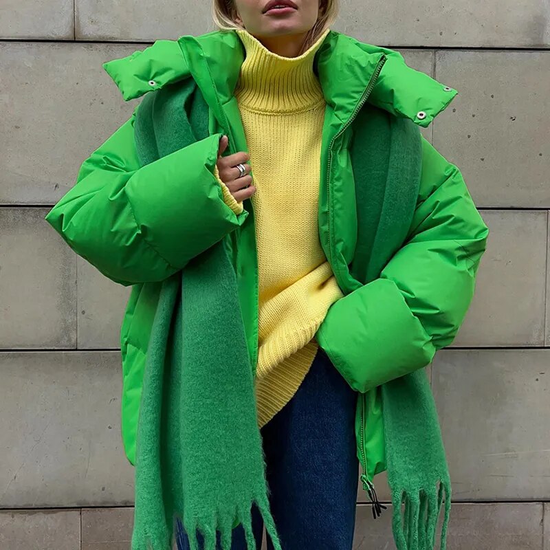 Women's oversized puff hooded jacket
