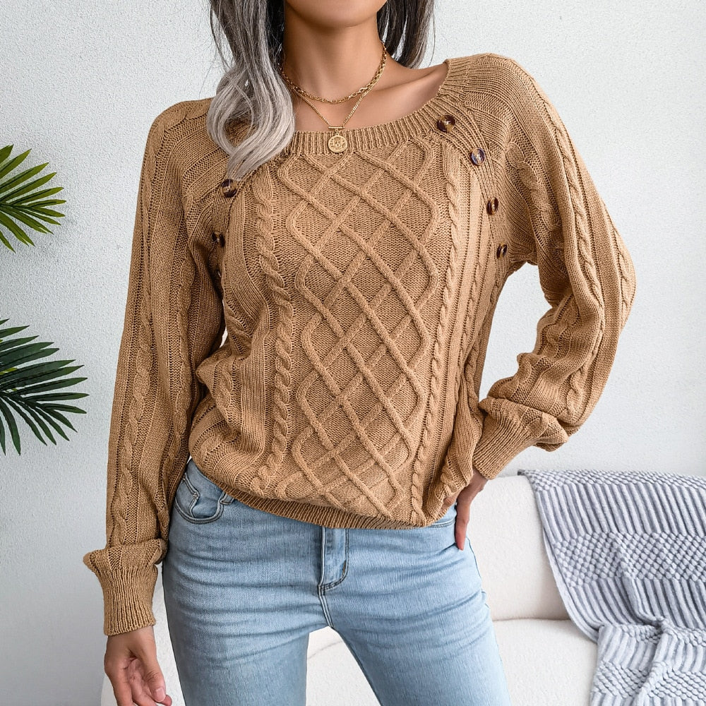 Loose Jacquard Knit Casual Sweater