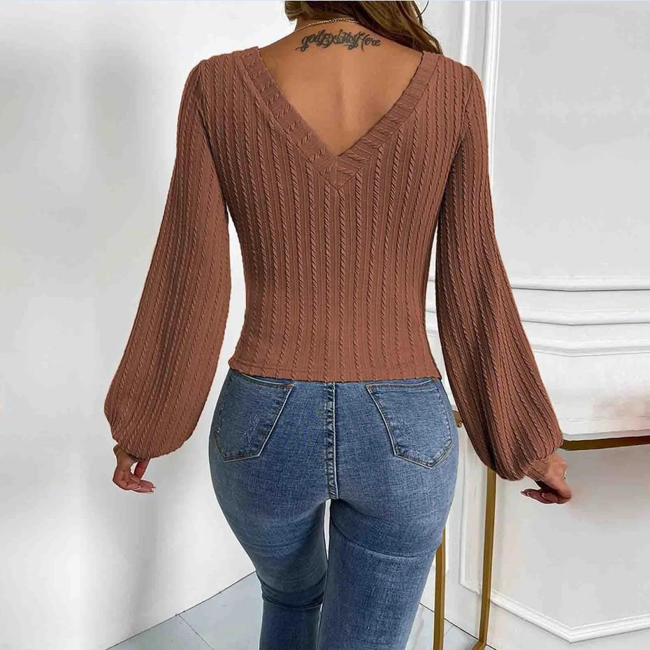 Stylish Knitted V-Neck Top