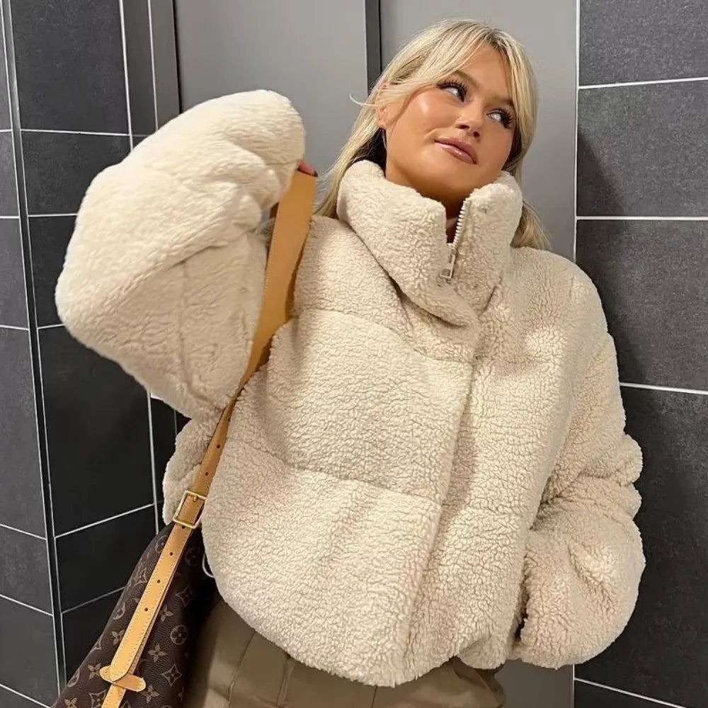 Short cozy coat for women