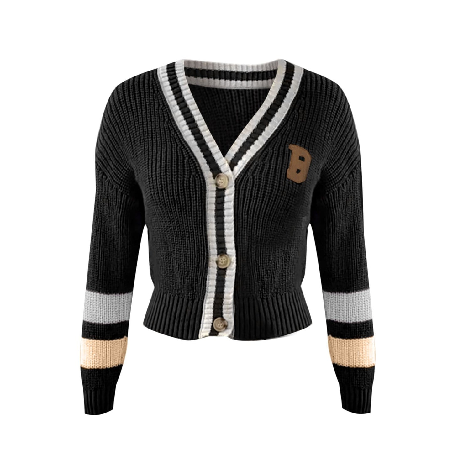 Women's loose v-neck knitted sweater coat
