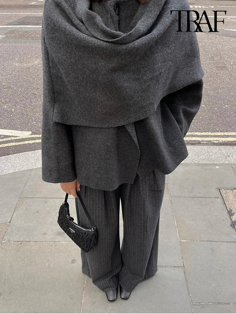 Stylish shawl collar coat for women