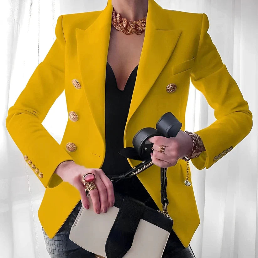 Women's tailored blazer with gold buttons